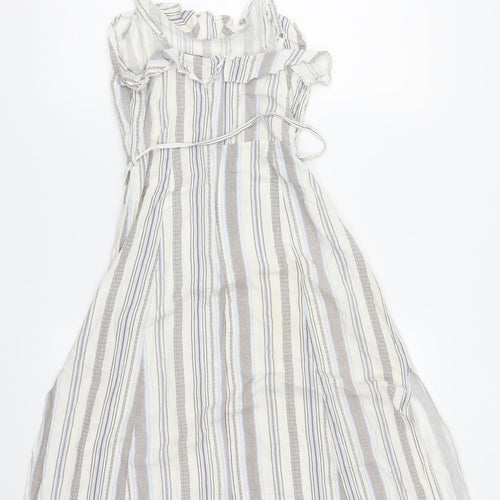 New Look Womens Beige Striped  A-Line  Size 8