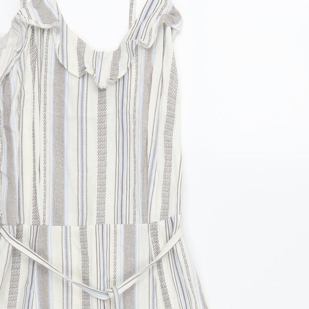 New Look Womens Beige Striped  A-Line  Size 8