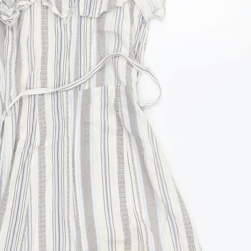 New Look Womens Beige Striped  A-Line  Size 8