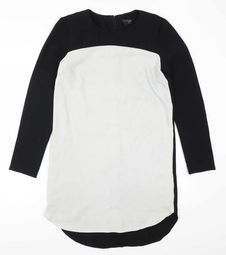 Topshop Womens Black Colourblock  T-Shirt Dress  Size 10  - White