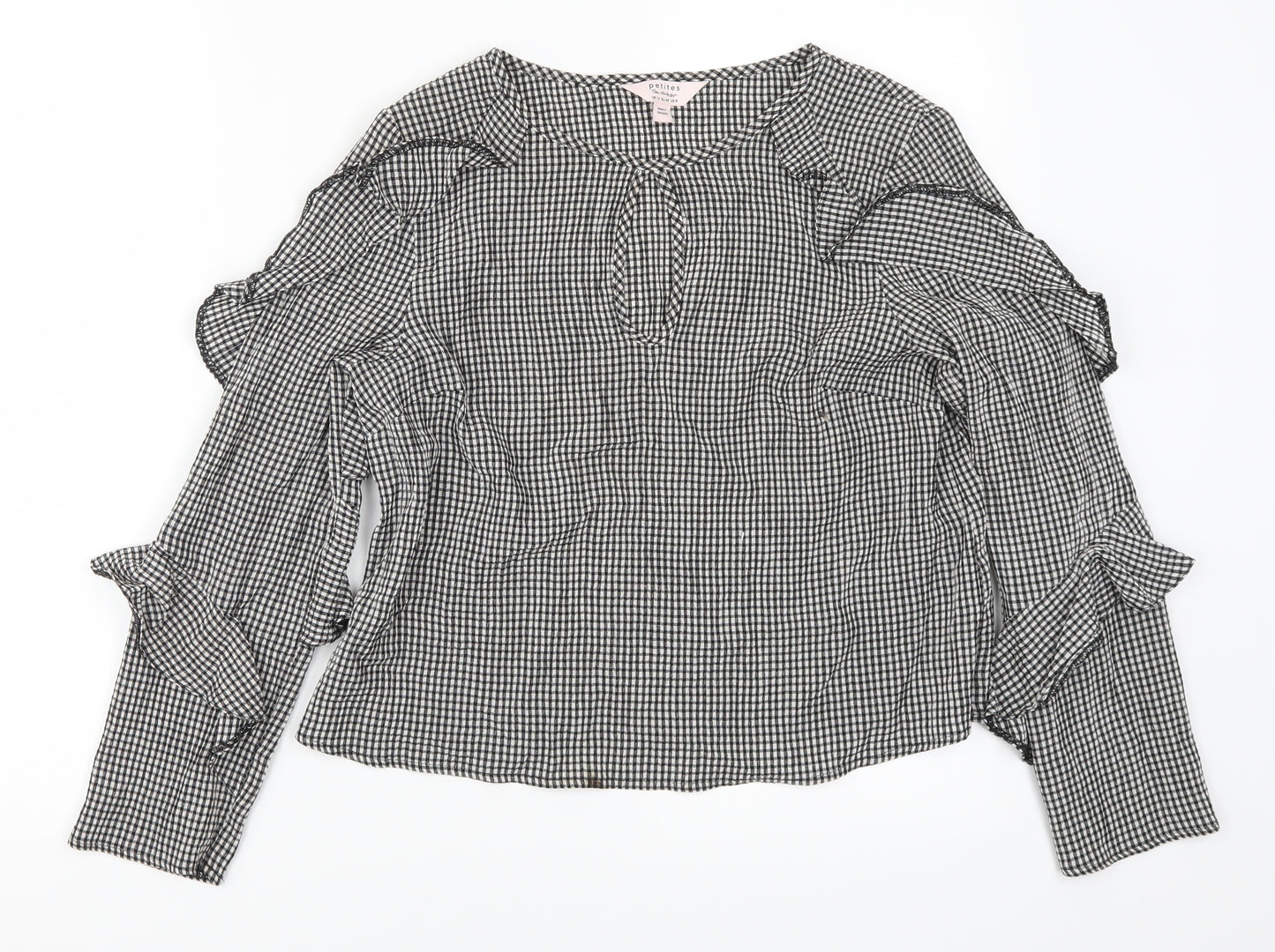 Miss Selfridge Womens Grey Check  Basic T-Shirt Size 12