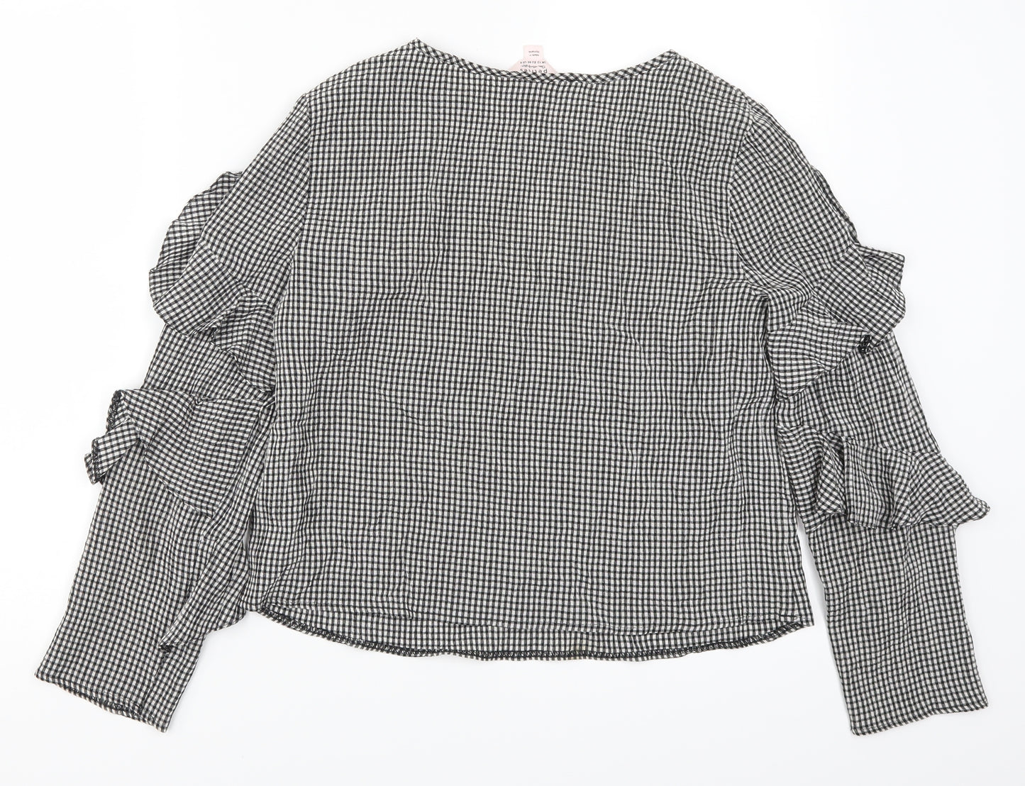 Miss Selfridge Womens Grey Check  Basic T-Shirt Size 12