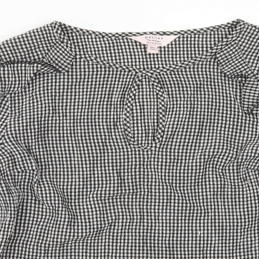 Miss Selfridge Womens Grey Check  Basic T-Shirt Size 12