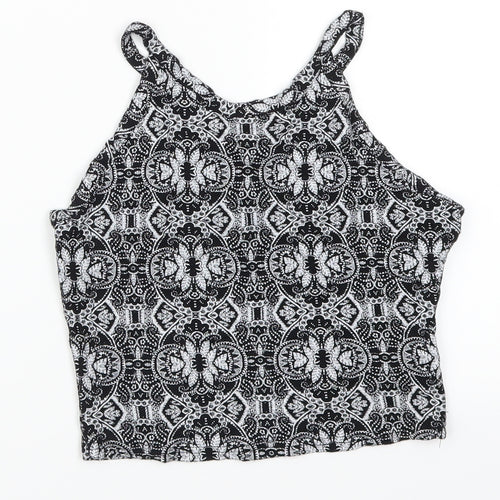 Miss Selfridge Womens Grey Geometric  Cropped Tank Size 8