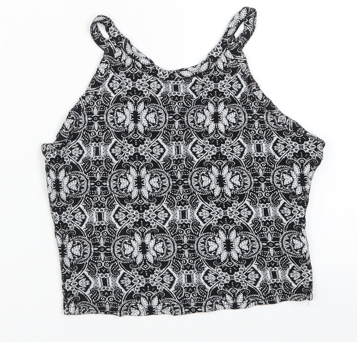 Miss Selfridge Womens Grey Geometric Cropped Tank Size 8