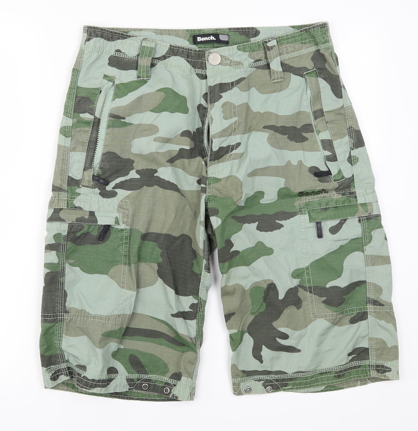 Bench Mens Green Camouflage  Cargo Shorts Size 30