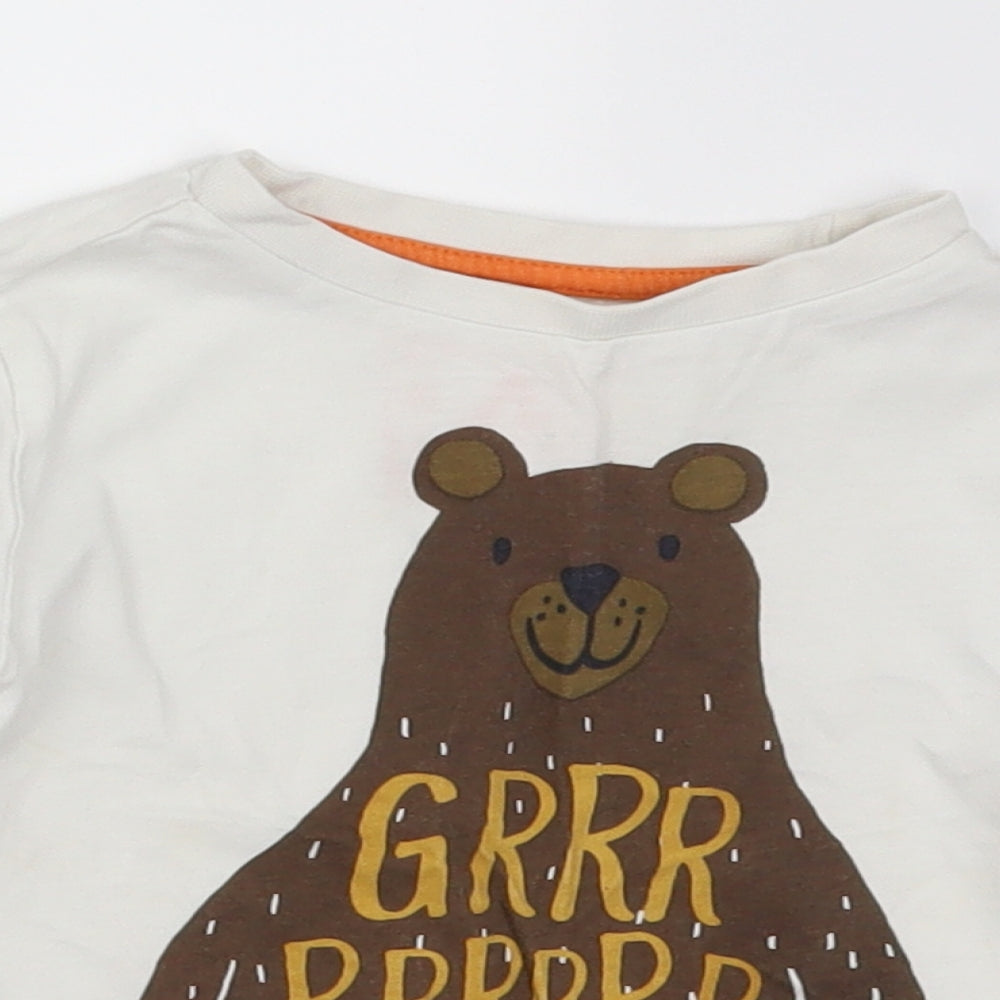 F&F Boys White   Basic T-Shirt Size 2-3 Years  - Bear Brrrrr