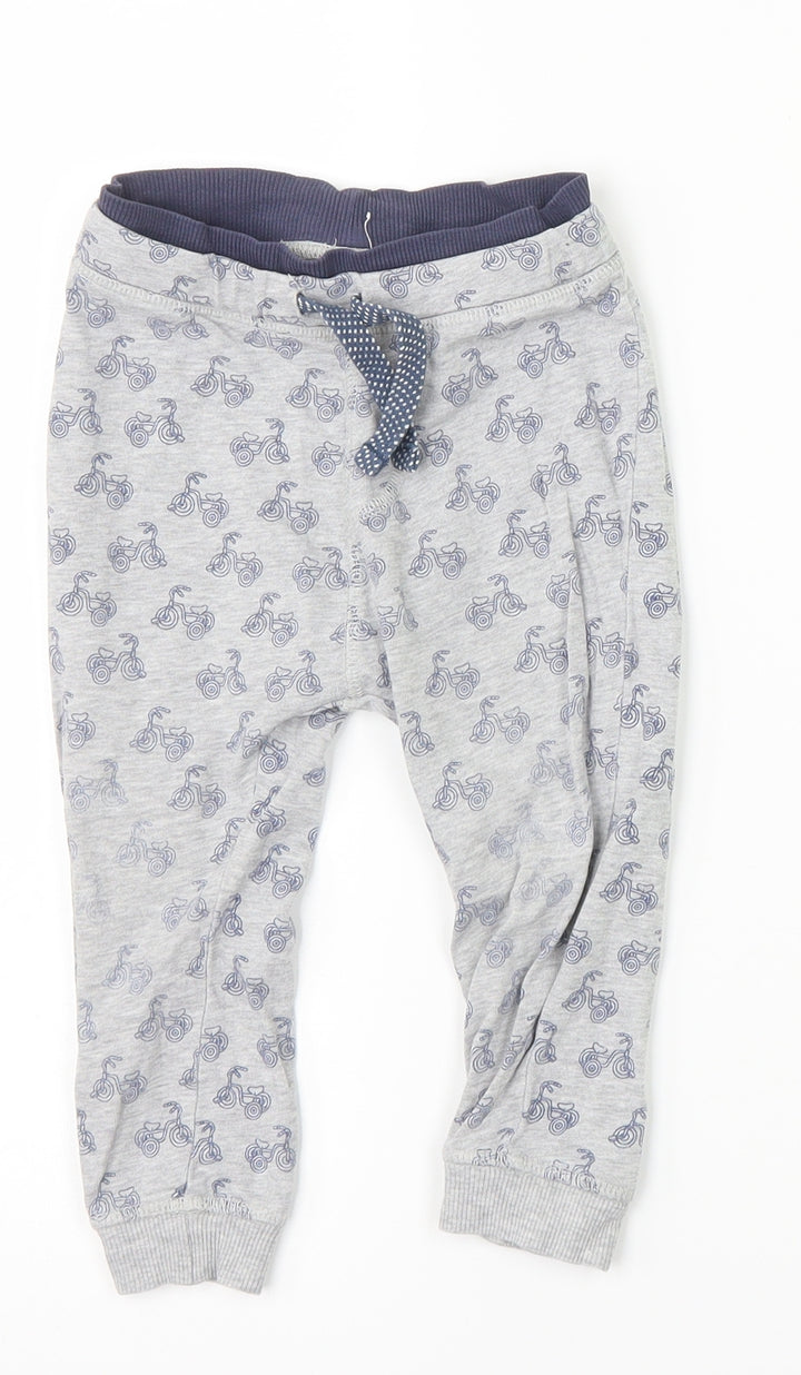 H&M Boys Grey Geometric  Sweatpants Trousers Size 2 Years - Bicycles