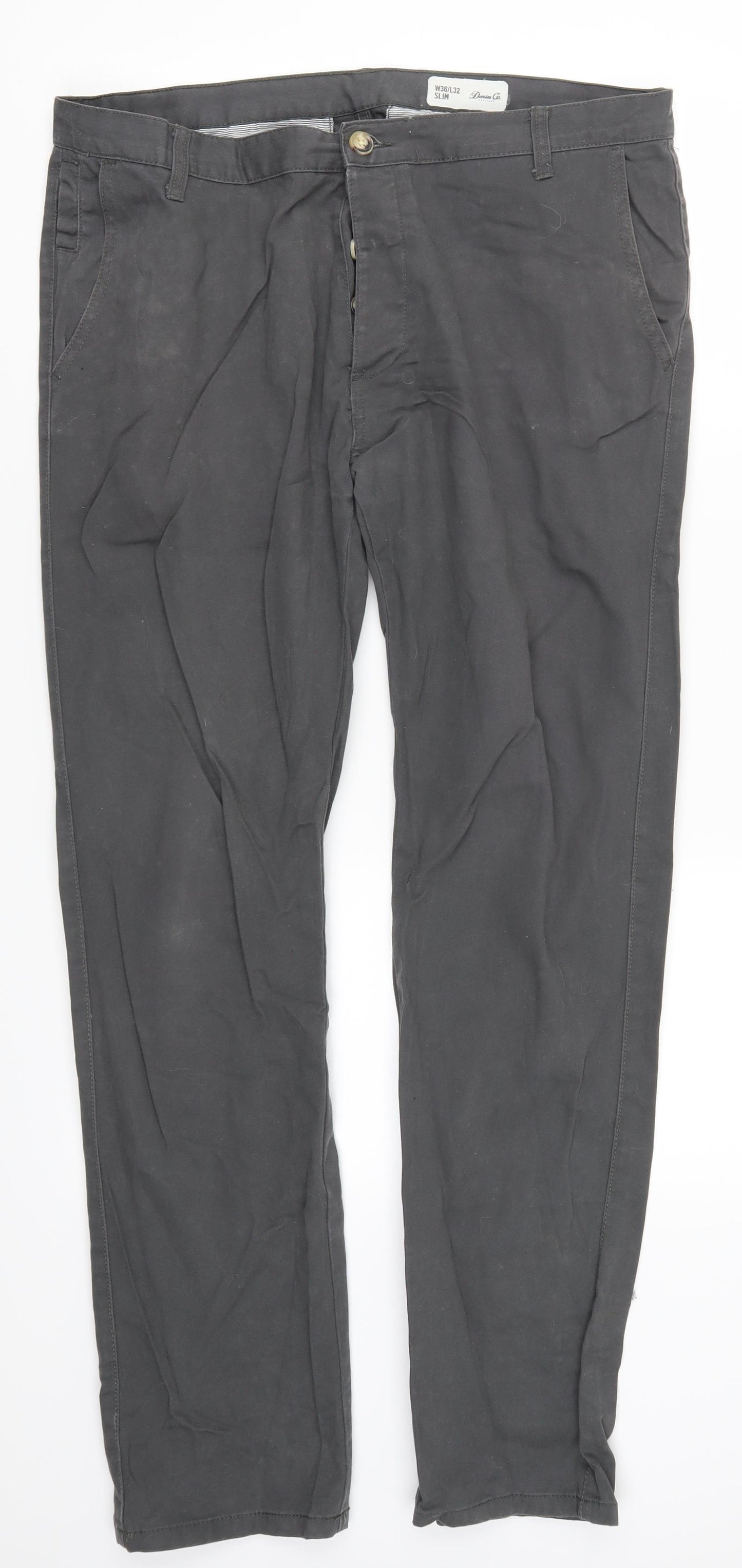 Denim Co Mens Grey   Chino Trousers Size 36 L32 in