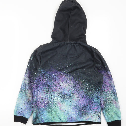 DFVD Boys Black   Pullover Hoodie Size 11-12 Years  - Purple and Green Galaxy Print