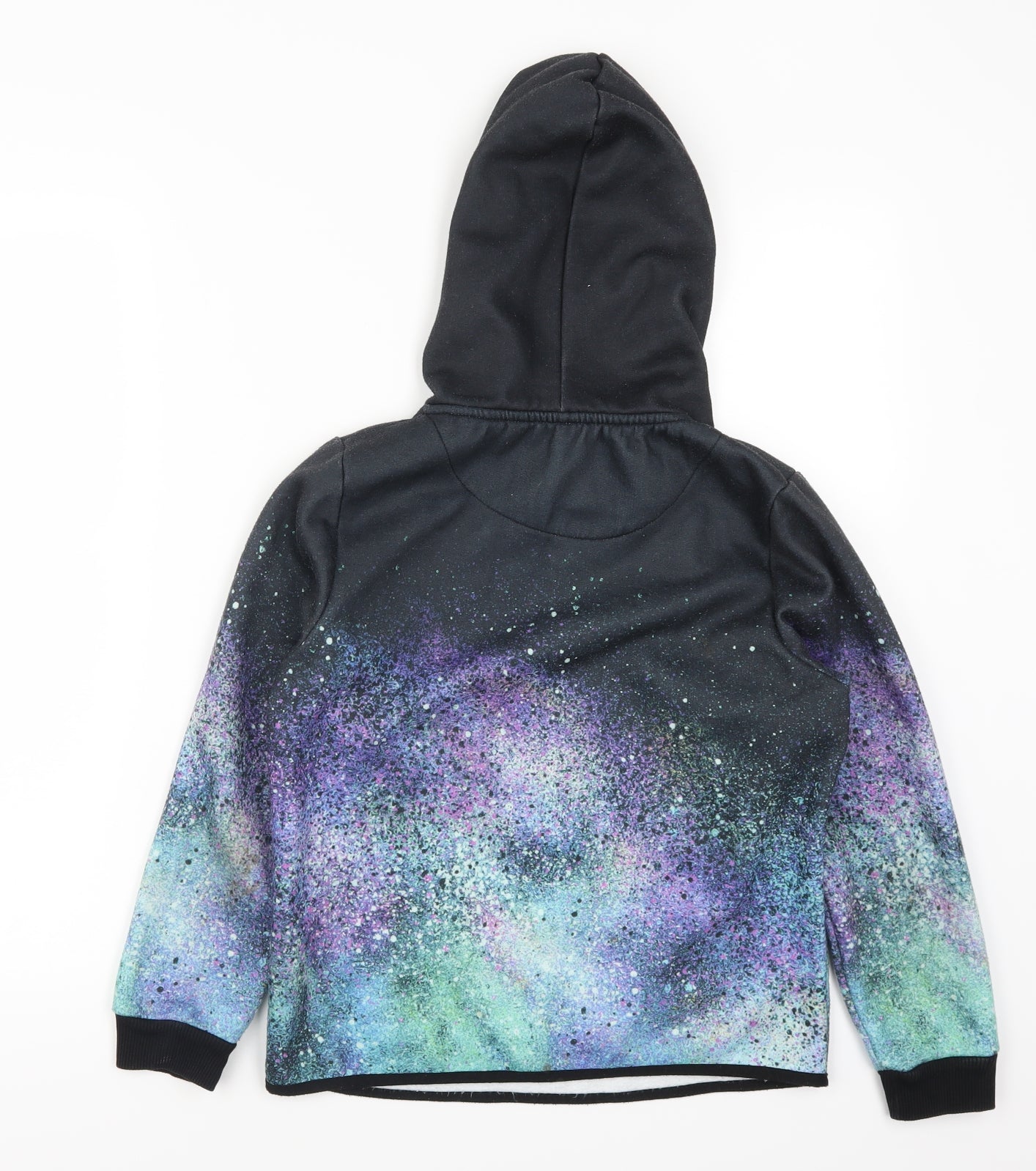 DFVD Boys Black   Pullover Hoodie Size 11-12 Years  - Purple and Green Galaxy Print