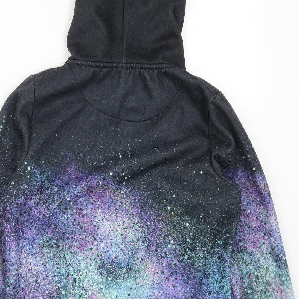 DFVD Boys Black   Pullover Hoodie Size 11-12 Years  - Purple and Green Galaxy Print