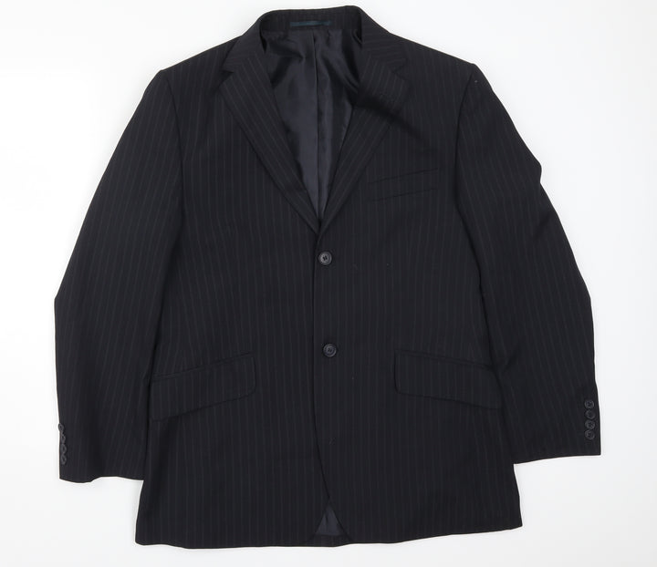 George Mens Blue Striped Jacket Suit Jacket Size 40