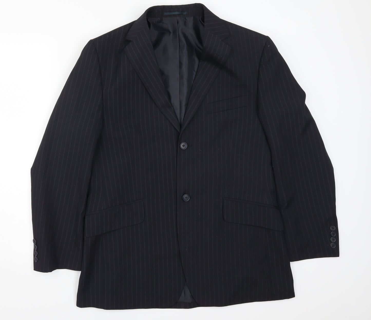 George Mens Blue Striped  Jacket Suit Jacket Size 40