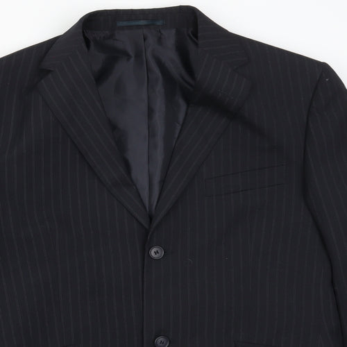 George Mens Blue Striped  Jacket Suit Jacket Size 40