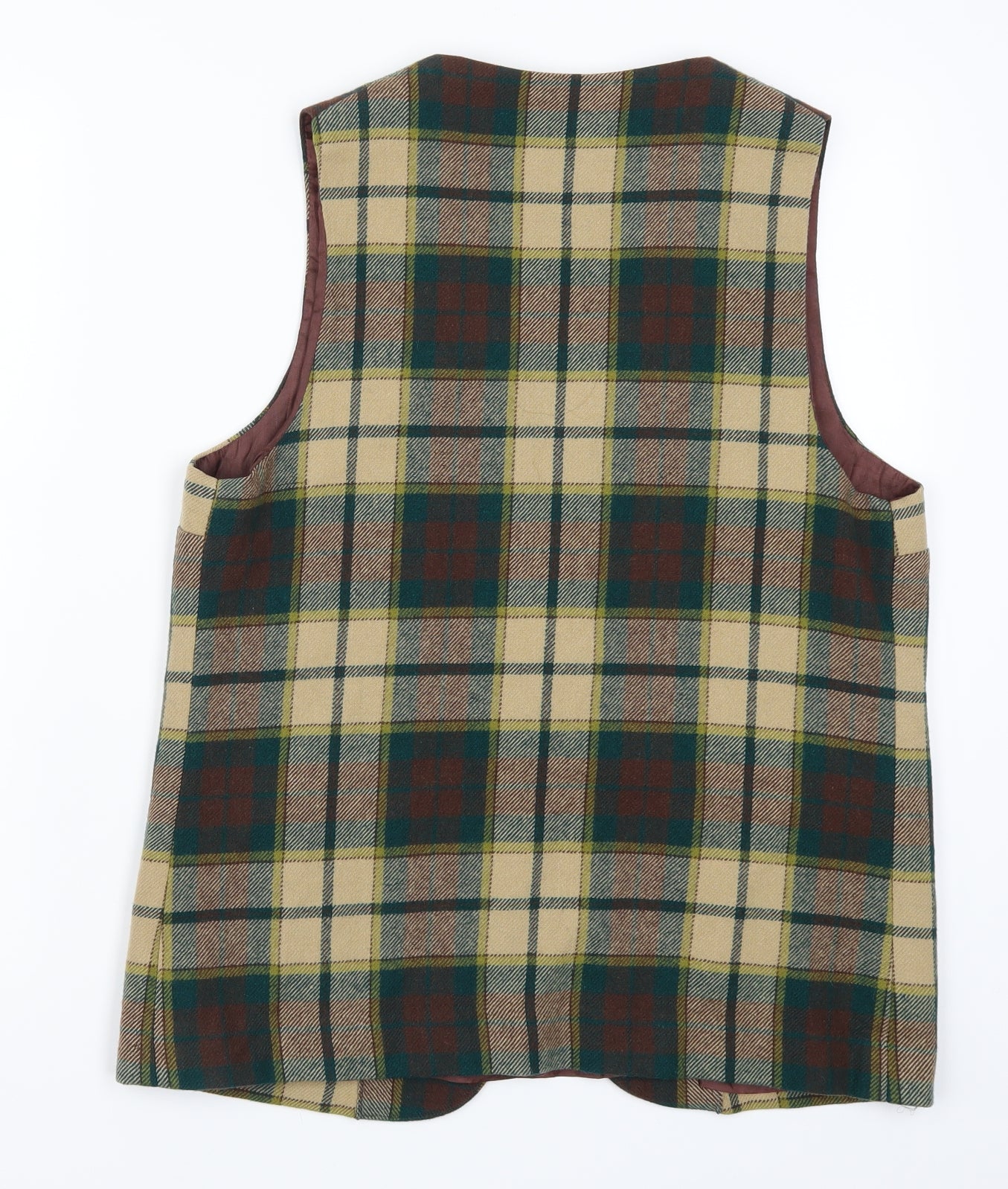 Preworn Womens Green Check  Jacket Waistcoat Size 16  - Brown