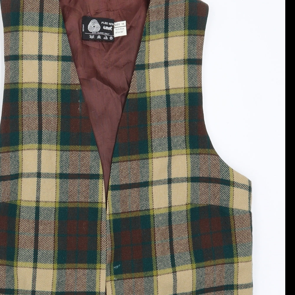 Preworn Womens Green Check  Jacket Waistcoat Size 16  - Brown