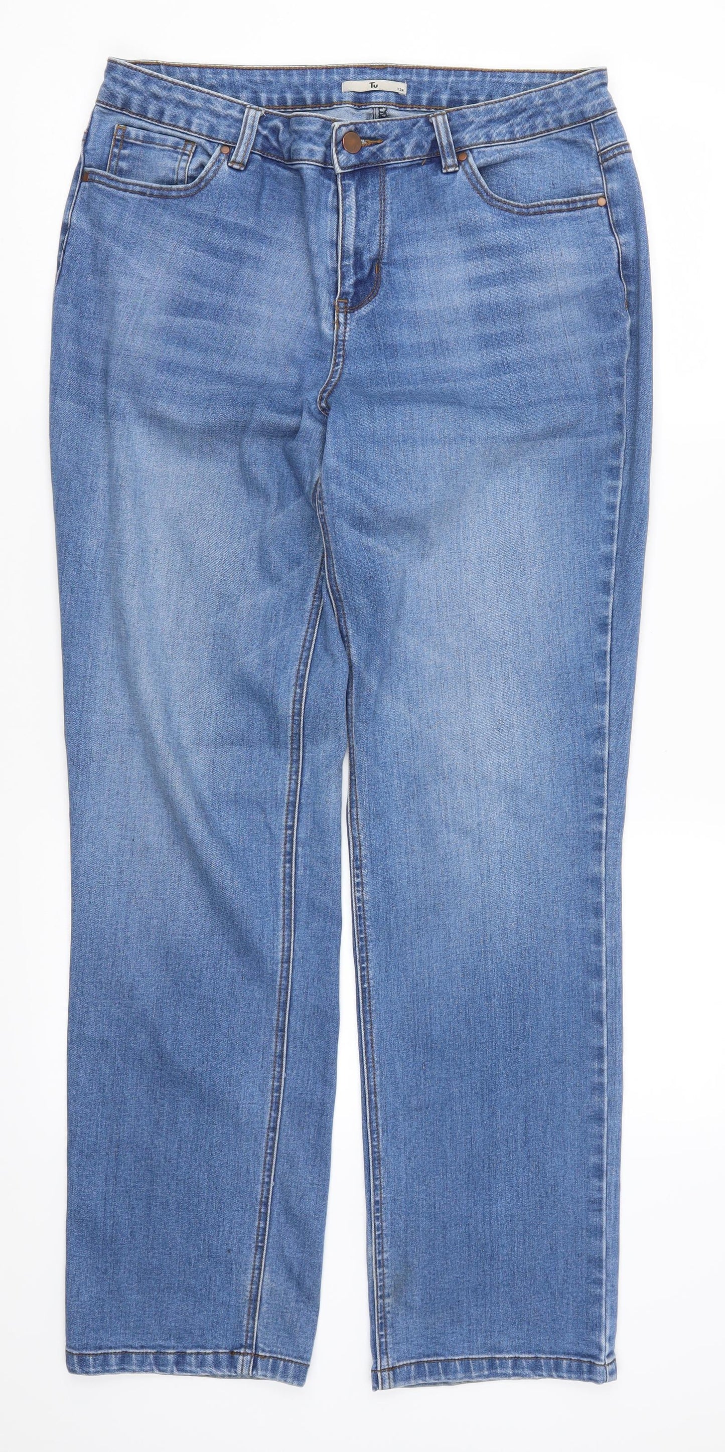 TU Womens Blue  Denim Straight Jeans Size 12 L30 in