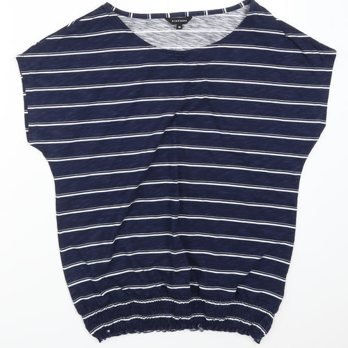 Peacocks Womens Blue Striped  Basic T-Shirt Size 10