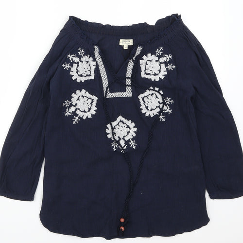 Papaya Womens Blue Geometric  Basic Blouse Size 10