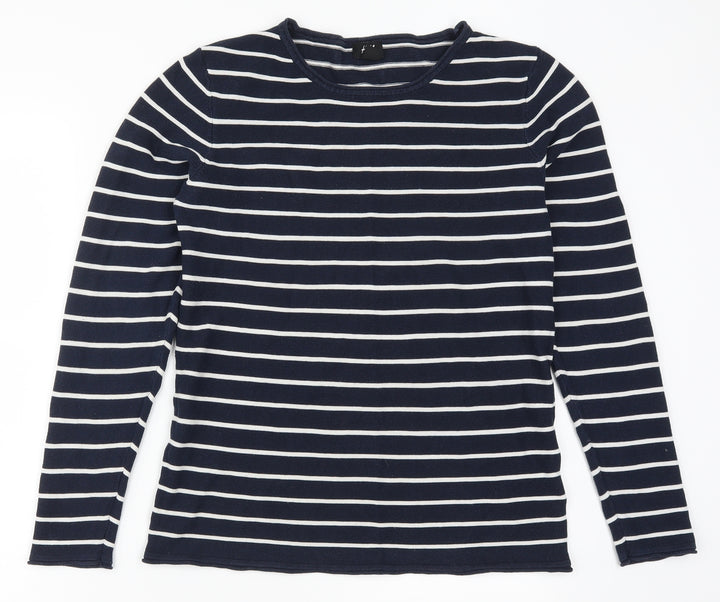 H&M Womens Blue Striped  Pullover Jumper Size M