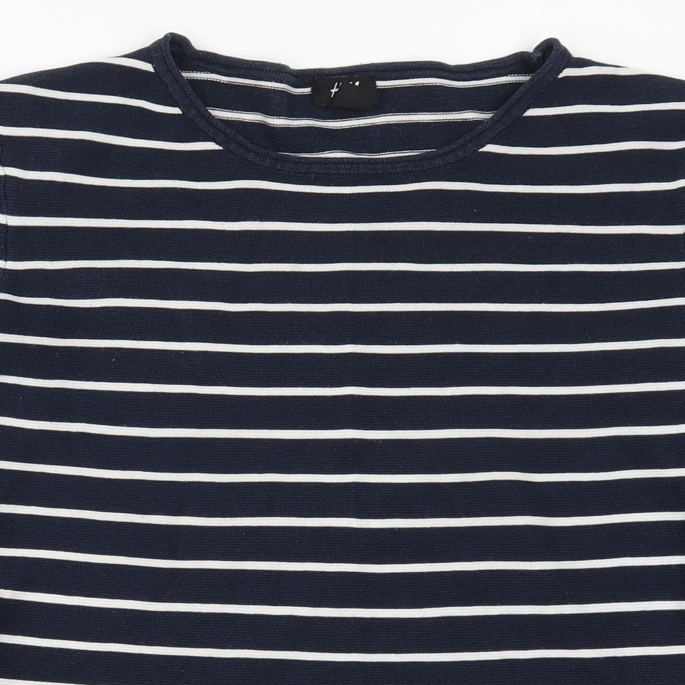 H&M Womens Blue Striped  Pullover Jumper Size M