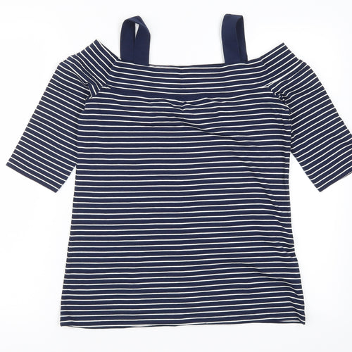 Fat Face Womens Blue Striped  Basic T-Shirt Size 12