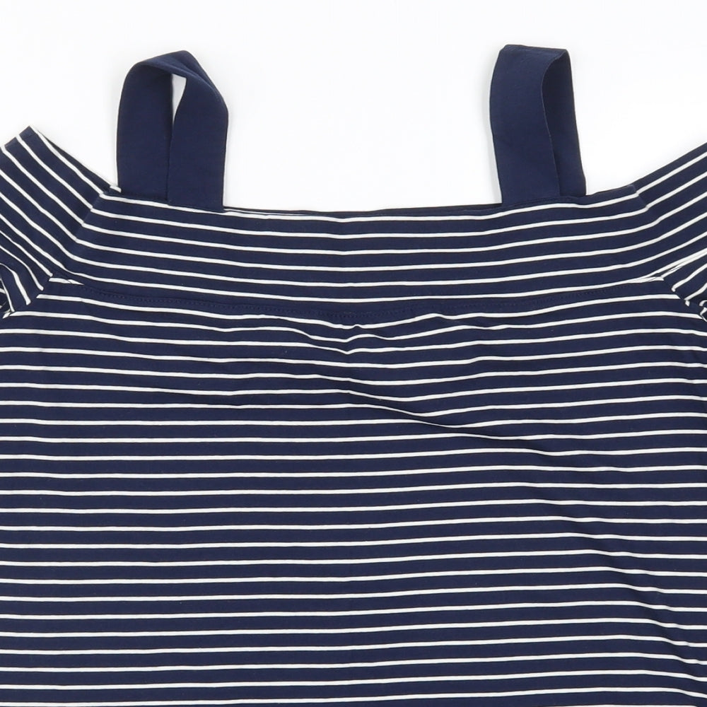 Fat Face Womens Blue Striped  Basic T-Shirt Size 12