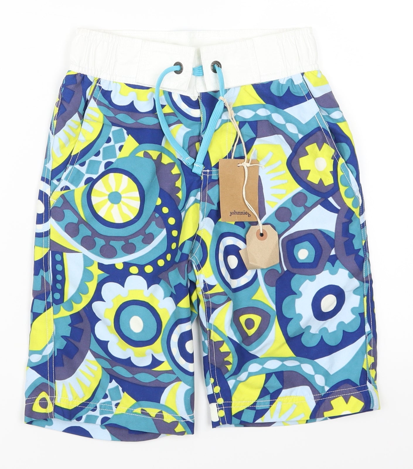 Johnnie B Boys Blue Geometric  Bermuda Shorts Size 9-10 Years