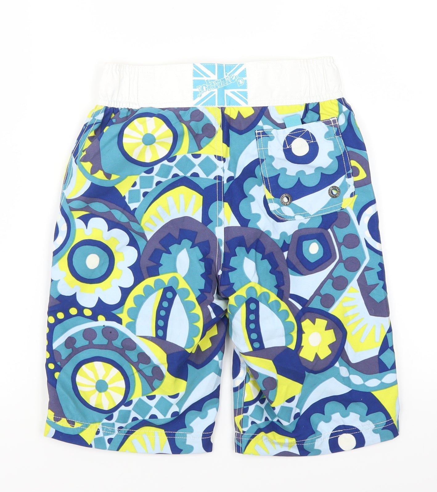 Johnnie B Boys Blue Geometric  Bermuda Shorts Size 9-10 Years