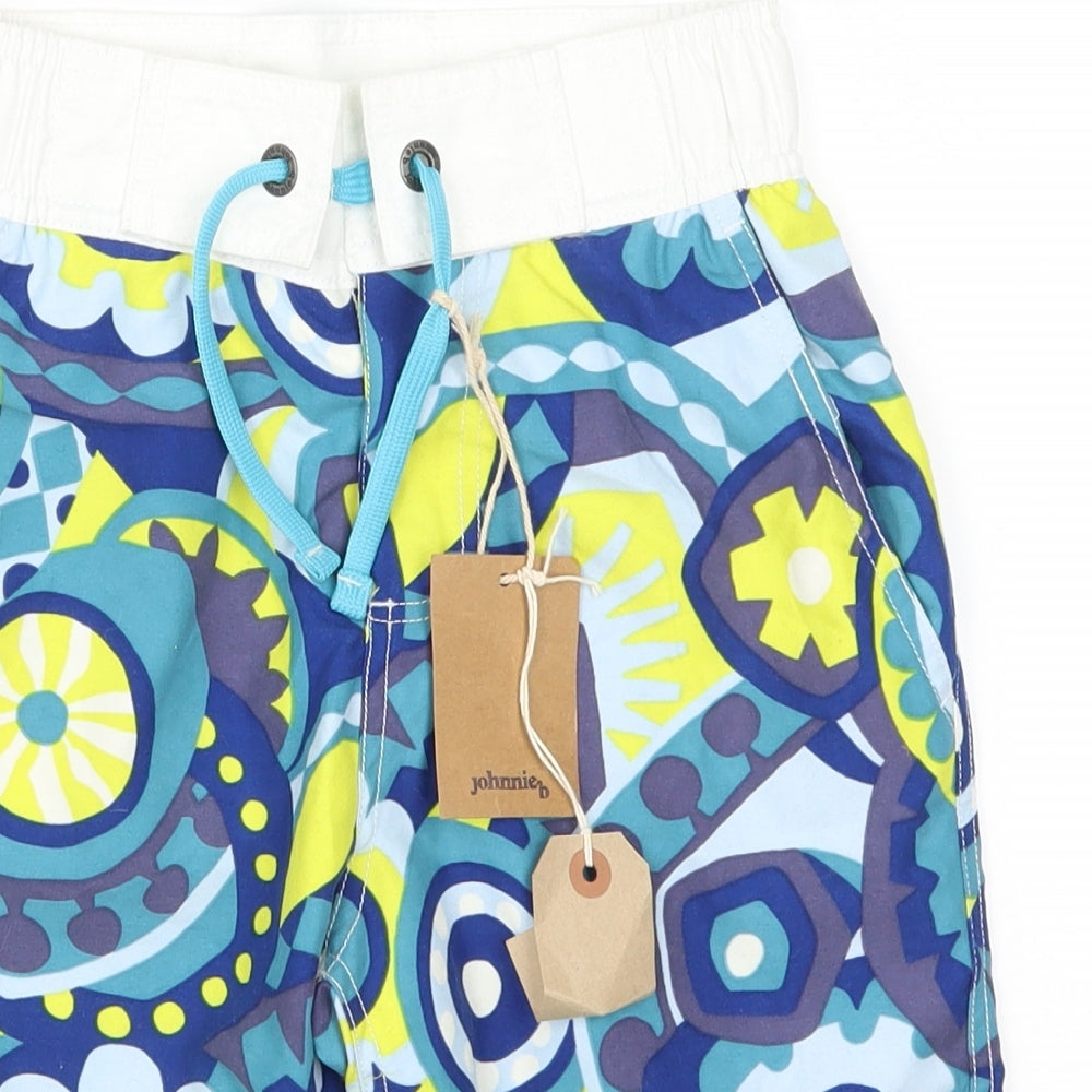 Johnnie B Boys Blue Geometric  Bermuda Shorts Size 9-10 Years