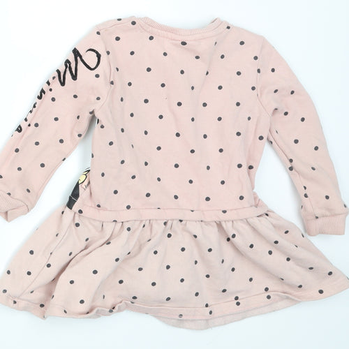 F&F Girls Pink Polka Dot  Jumper Dress  Size 2-3 Years  - Minnie Mouse