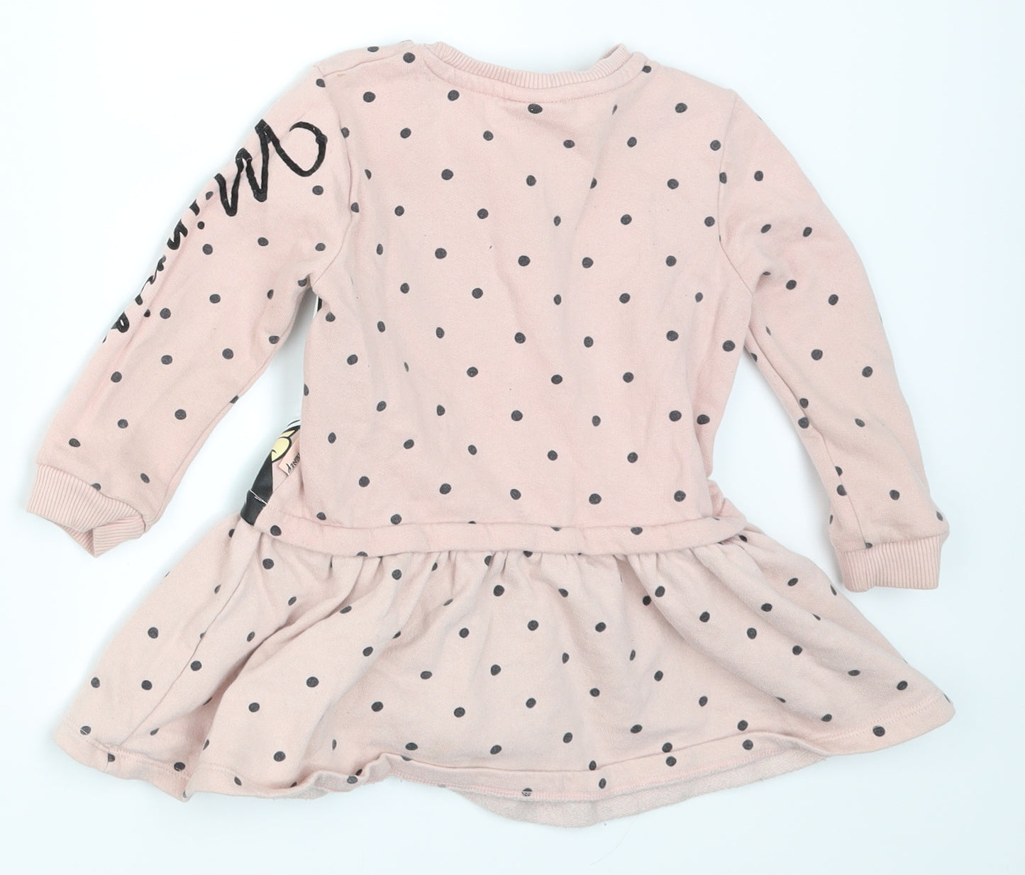 F&F Girls Pink Polka Dot  Jumper Dress  Size 2-3 Years  - Minnie Mouse