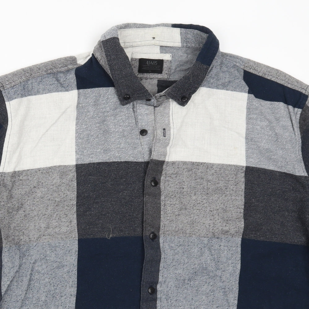 Matalan Mens Grey Check   Button-Up Size XL