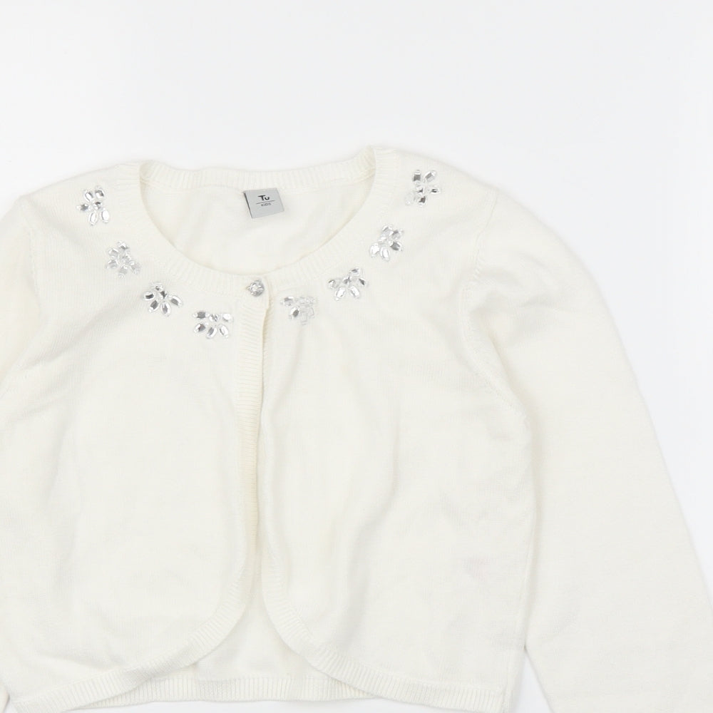 TU Girls White   Cardigan Jumper Size 9 Years