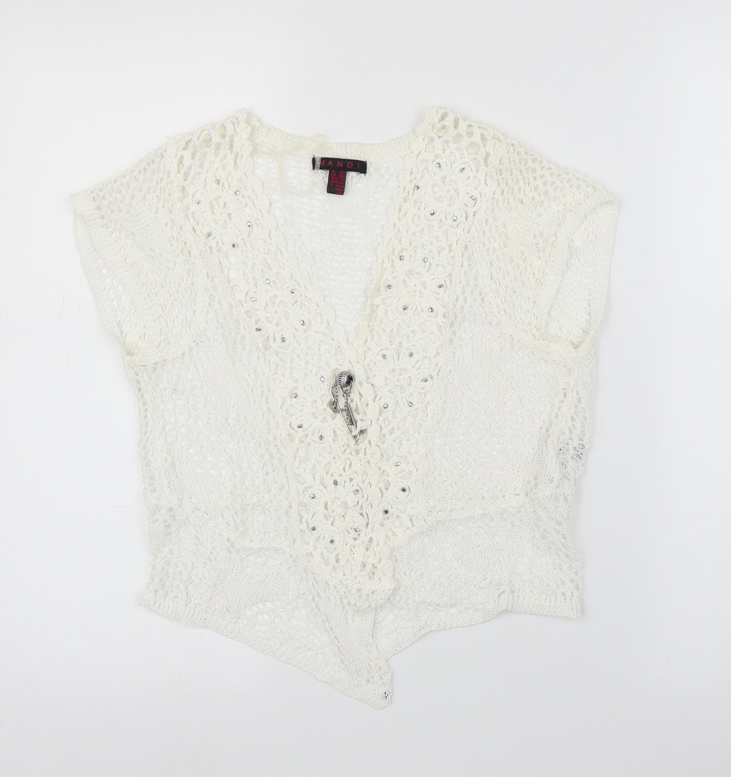 Mandi Womens White   Cardigan Jumper Size 12