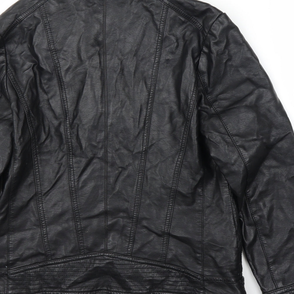 Wallis Womens Black   Motorcycle Jacket Coat Size 12