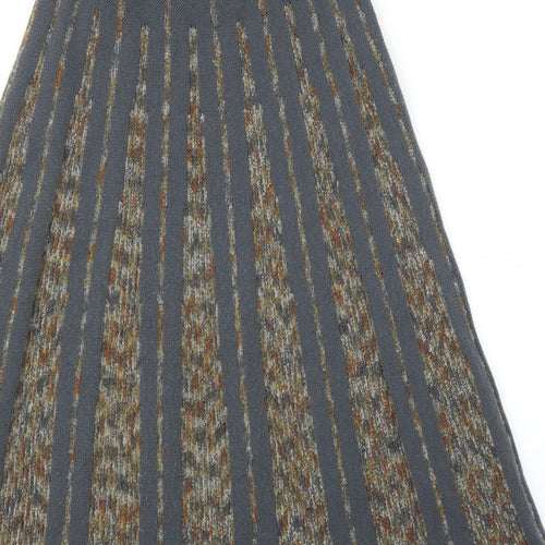 Preworn Womens Grey Striped  A-Line Skirt Size 10
