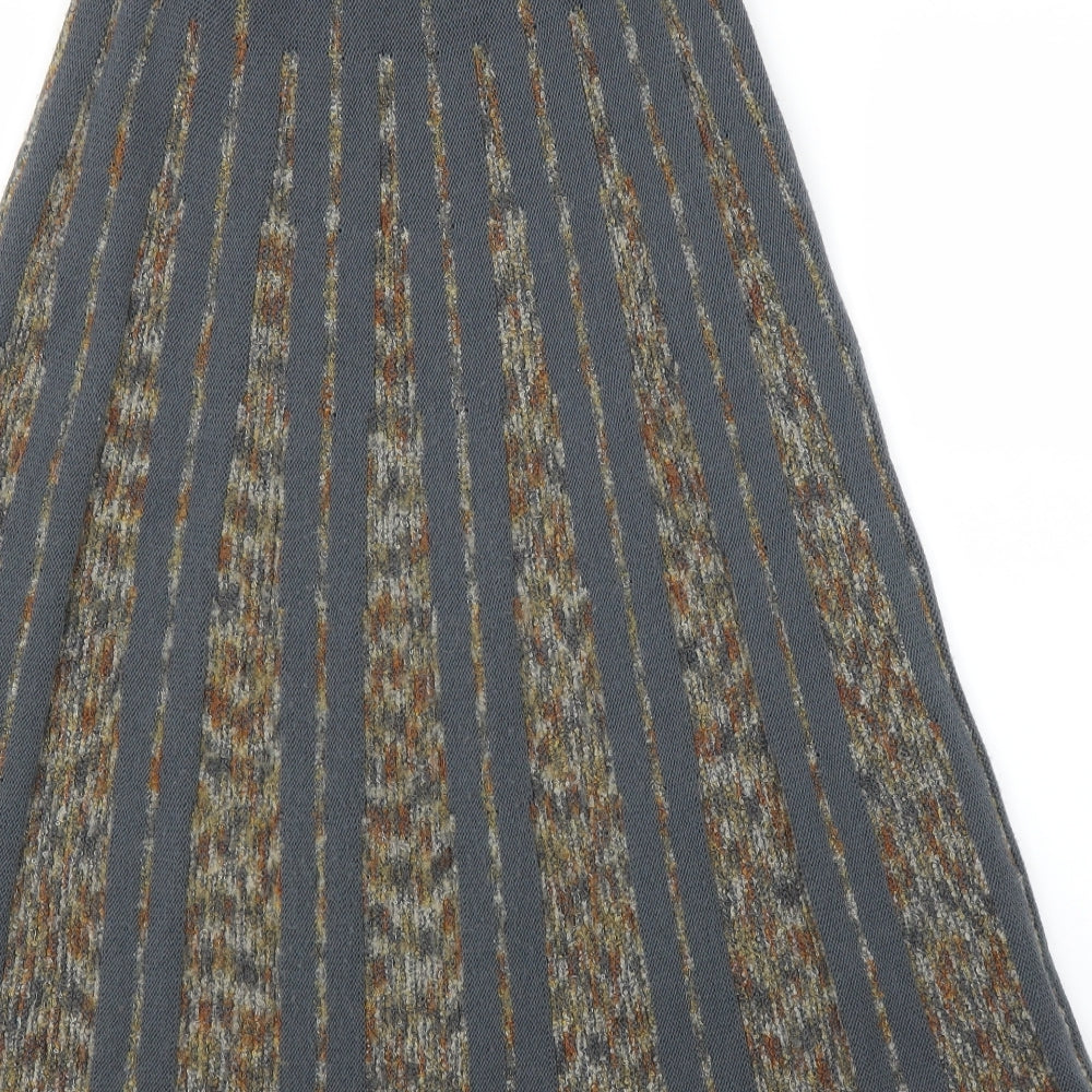 Preworn Womens Grey Striped  A-Line Skirt Size 10