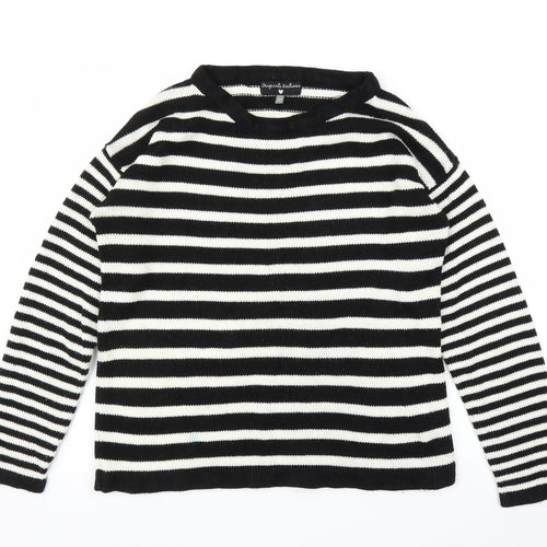 Original Knitwear Womens Black Striped  Pullover Jumper Size M