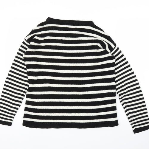 Original Knitwear Womens Black Striped  Pullover Jumper Size M