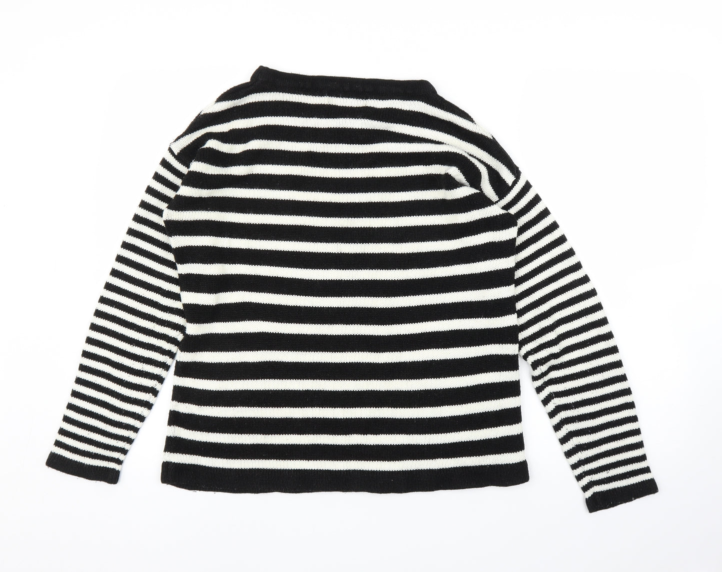 Original Knitwear Womens Black Striped  Pullover Jumper Size M