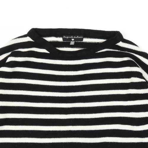 Original Knitwear Womens Black Striped  Pullover Jumper Size M