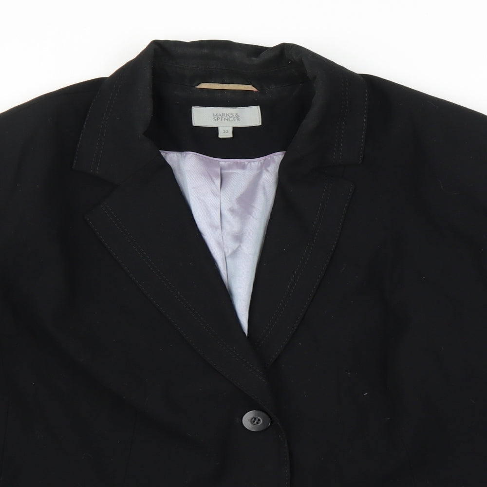 M&S Womens Black   Jacket Suit Jacket Size 22