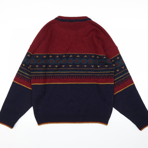 St Michael Mens Blue Fair Isle  Pullover Jumper Size M