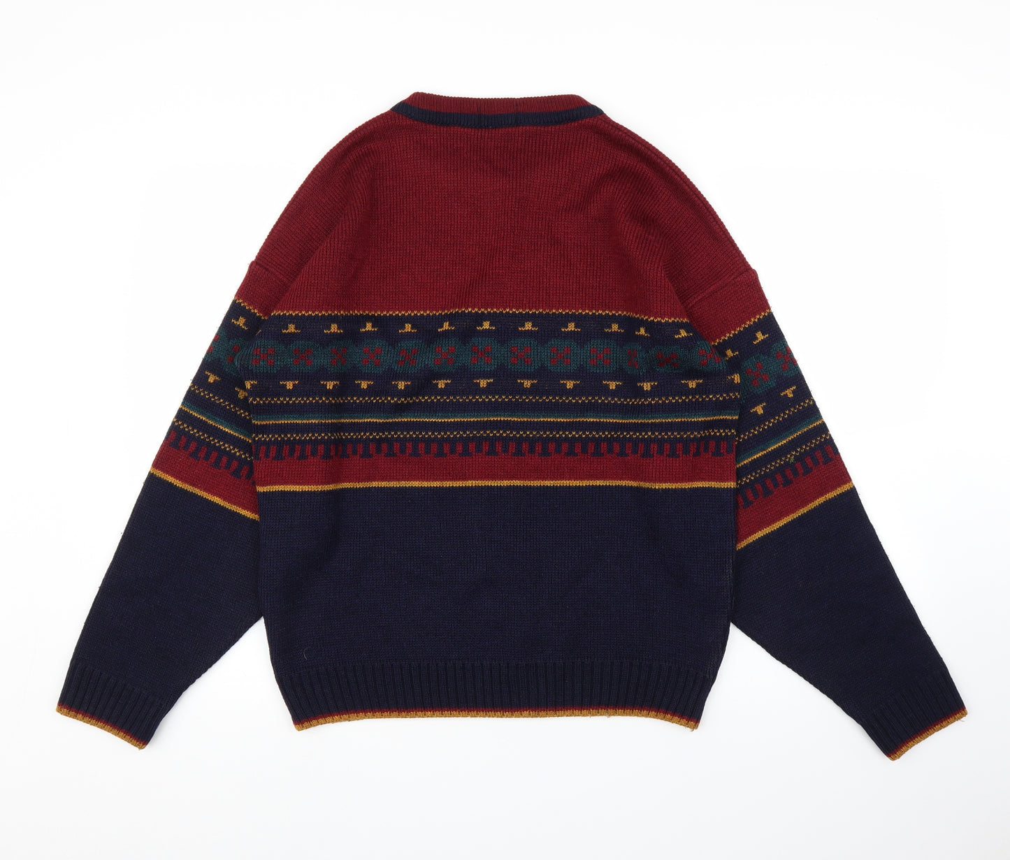 St Michael Mens Blue Fair Isle  Pullover Jumper Size M
