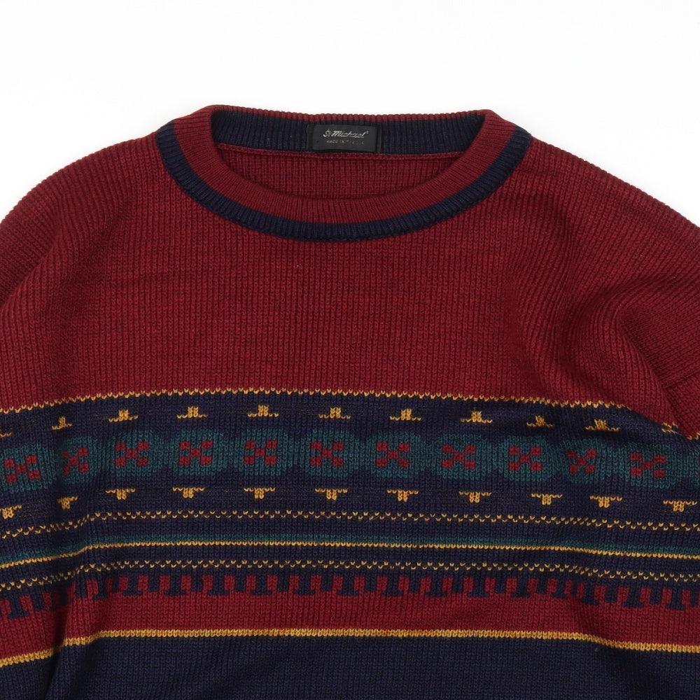St Michael Mens Blue Fair Isle  Pullover Jumper Size M