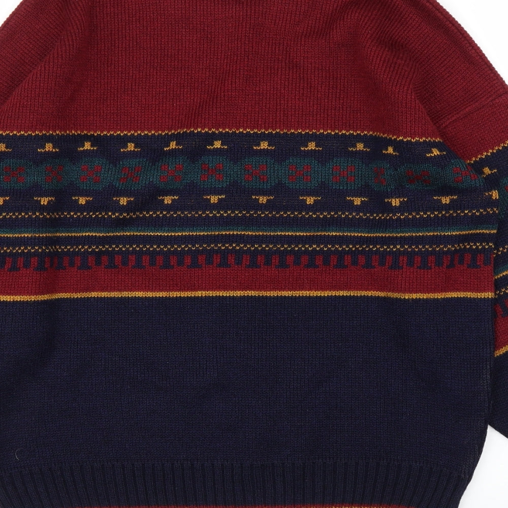 St Michael Mens Blue Fair Isle  Pullover Jumper Size M