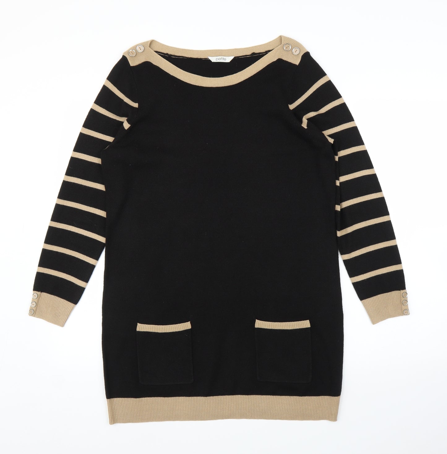 BHS Womens Black Striped  Jumper Dress  Size 14