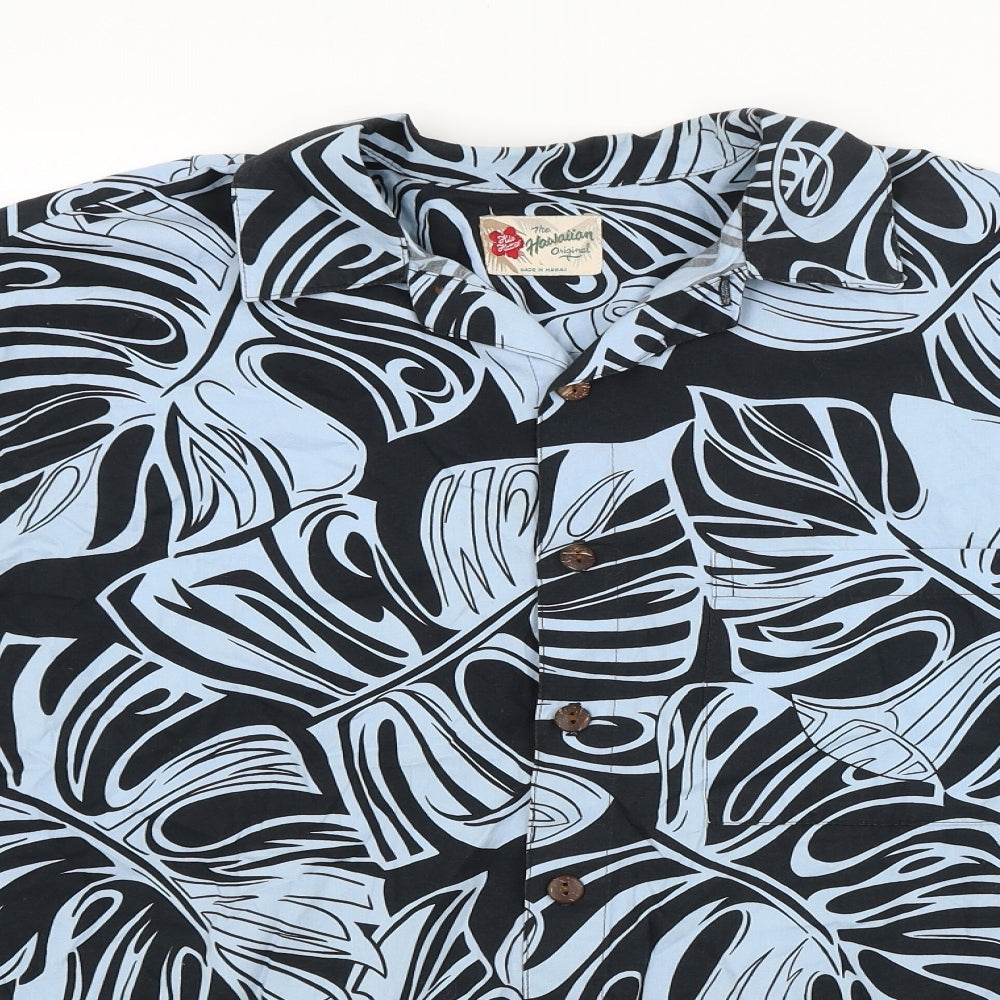 Milo Mattier Mens Blue Floral   Button-Up Size L